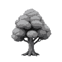 a forest tree with only two colors white and black.