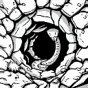snake hole only 1bit only black and white logo for map