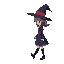 anime girl witch character profile side view, sprite walking