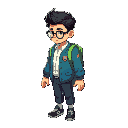 a boy, 15 years, school uniform, black hair, glasses