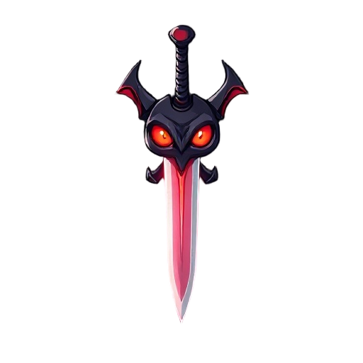 uma espada demoníaca com olhos na lâmina, cor roxa, flutuando, efeitos roxos saindo, visual dark, 4k, ultra detalhado 