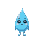 a water drop like blue character with cute eyes.