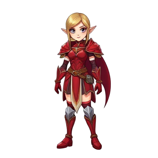 female elf red armor