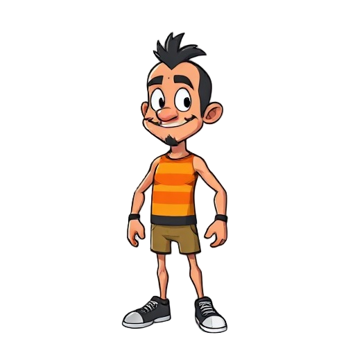homem careca de calça laranja e regata branca 