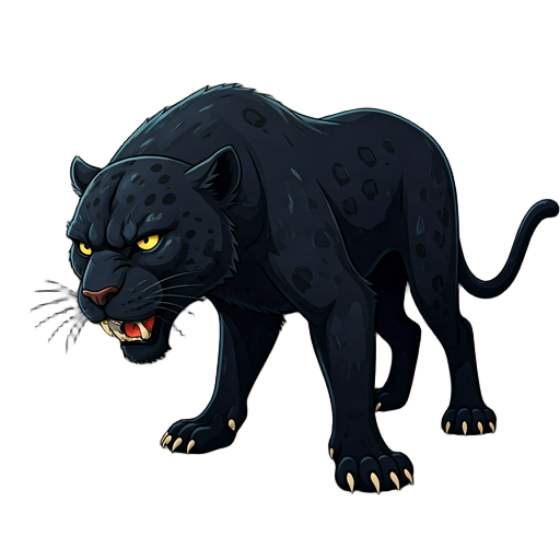 a black panter  i want it as an enemy so not cute but a ferocious hunter also i want it facing right give a side view for a top down game low top  down