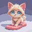 generate an image of cute, small ragdoll cat with light blue eyes and on a flip flop