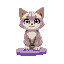 generate an image of cute, small ragdoll cat with light blue eyes and on a purple/green flip flop