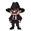 45-year-old mobster-style round hat in black. from the 1990s
