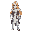female knight in white armor long blonde hair big chest