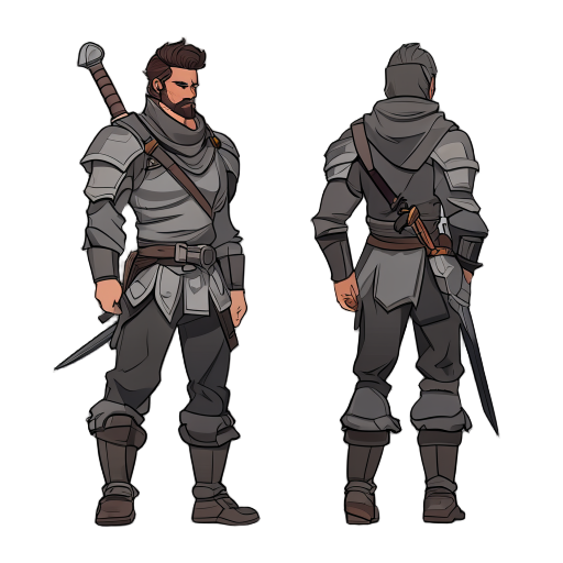 caminhada de 4 quadros o personagem é um guerreiro com uma espada