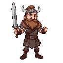 viking using a sword in his hand