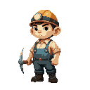 tiny miner with pickaxe