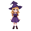 witch girl, blond witch, blue eyes, purple skirt 