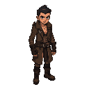 drifter, glowing black hindu tattoos short hair , no facial hair good looking, muscular warrior guarding ancient secrets, clad in worn leather coat, industrial boots 19*32 pixel resolution 
