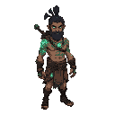  drifter, glowing hindu tattoo, muscular warrior ,  guarding ancient secrets in ruined lands.