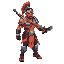 muscular indian(south asian )warrior in isometric 2d, wearing kawach, kundal, modern-tech armor, vibrant colors, heroic stance, futuristic weapon.