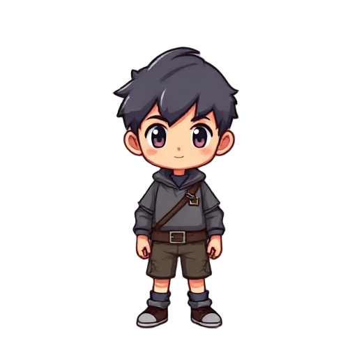 cute chibi pixel faaarmer boy