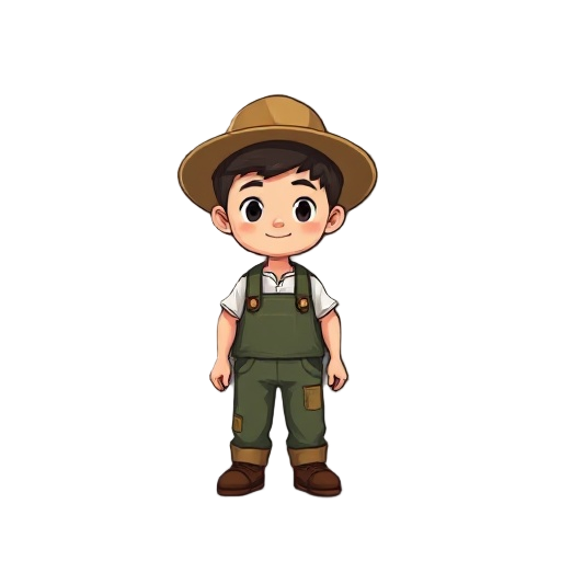 cute chibi pixel farmer boy
