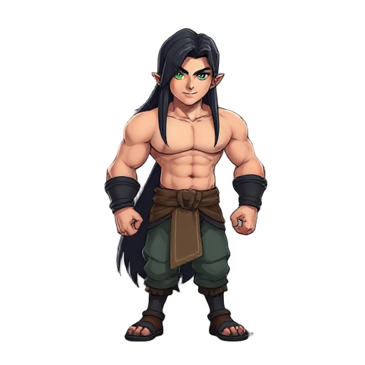 drawed looking, cury body, big chest, reveling outfit, long black hair,green eyes