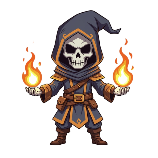 pyromancer, with skull mask