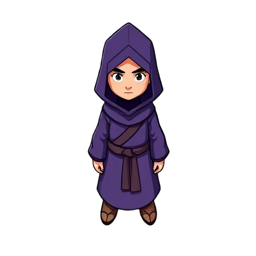 a monk in a purple hood and habit.