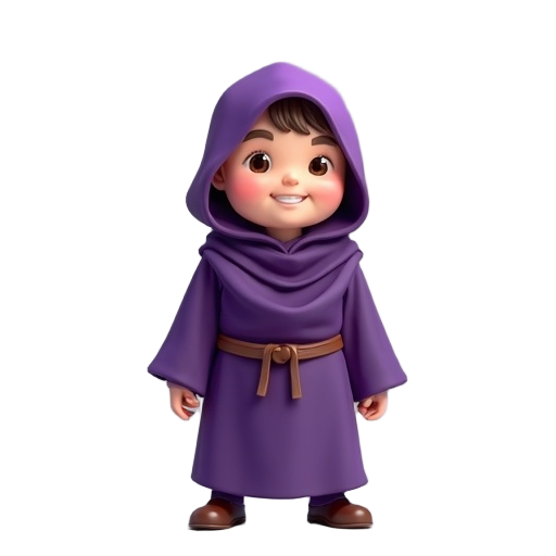 a monk in a purple hood and habit.