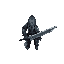 2d top down perspective of dark souls knight swinging a massive sword
