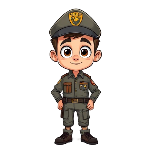 faça um personagem com o estilo aquarela onirica a aparencia dele é a seguinte:20 e poucos anos, magro e meio desengonçado, um uniforme postal retrô, inspirado em carteiros clássicos, mas adaptado de forma cômica: cheio de patches de selos de vários mundo