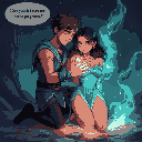 he kneels beside lira, hands glowing over her wound. channel energy, healing her but draining yourself. "you saved me," she says in awe. but your immortality fades, the cost of your sacrifice.