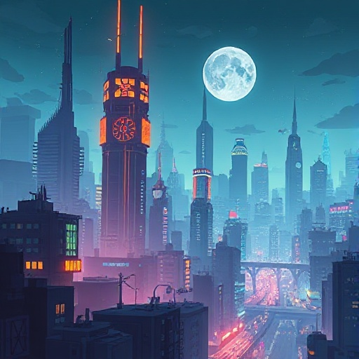 ‏ ‏a extreme cyberpunk city skylite in the nigte 
