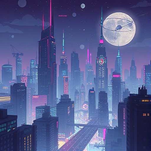 ‏ ‏a extreme cyberpunk city skylite in the nigte 