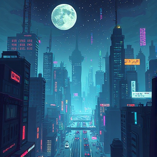 ‏ ‏a extreme cyberpunk city skylite in the nigte 