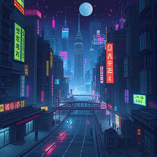 ‏ ‏a cyberpunk city in the nigte 