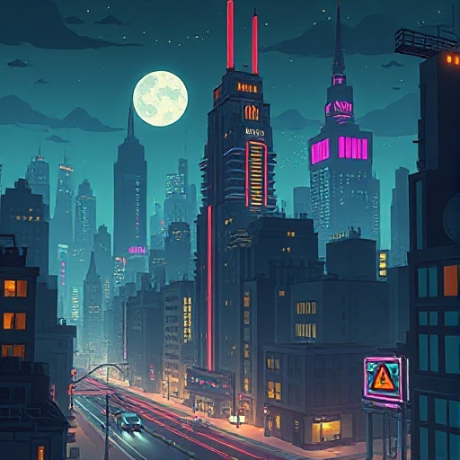 ‏ ‏a cyberpunk city skylite in the nigte 