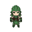 a chibi-style warrior in green armor
