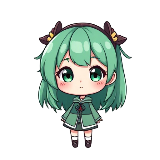 cute green haur girl 