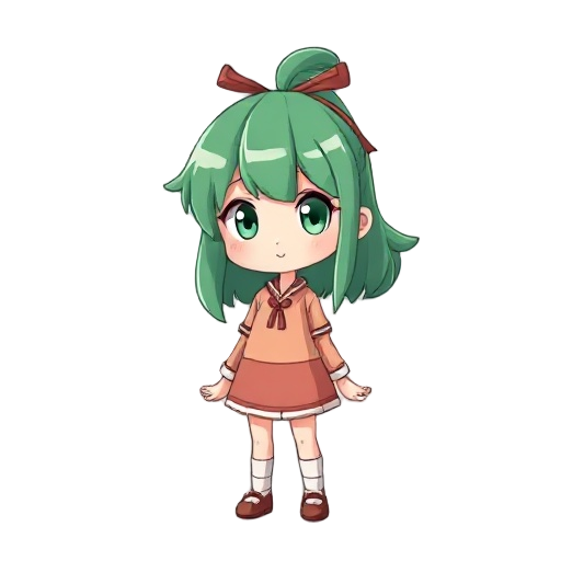 cute green haur girl 