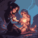 kneel beside lira, hands glowing over her wound. channel energy, healing her but draining yourself. "you saved me," she says in awe. but your immortality fades, the cost of your sacrifice.