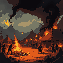 set fire to soldiers’ camp, chaos ensues. return to find village burned. lira collapses, whispering, "this is my fault." weight of your actions grows—you’ve made things worse.
