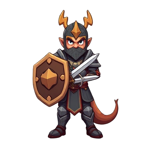 warrior with a shield and sword using a draconic armor