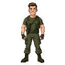 army man, combat pants and green t-shire, realistic proportions