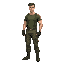 army man, combat pants and green t-shire, realistic proportions