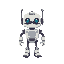 cute robot with a mustache, retro style