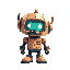 cute robot with a mustache, retro style
