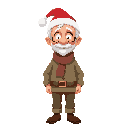 common old man, in christmas. transparent background. stylized