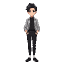black hair man in the twenties with a fine long shirt and a black shirt and black pants with dark eyes and fine shoes and white socks