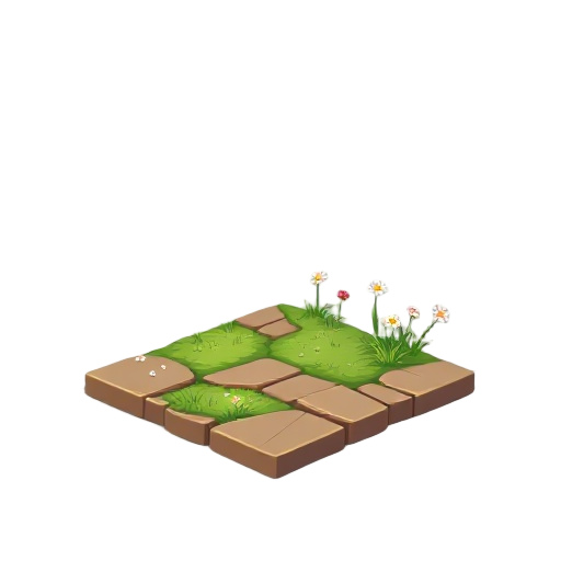 a floor with grass and some flowers