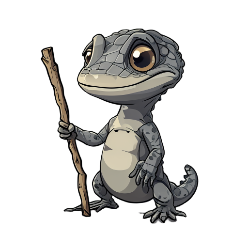  create a lizard holding a stick 