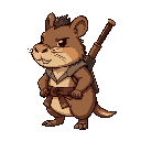 the initial character is a capybara that has a samurai style and carries a wooden sword on its back