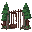 rusty iron gate half-buried in forest